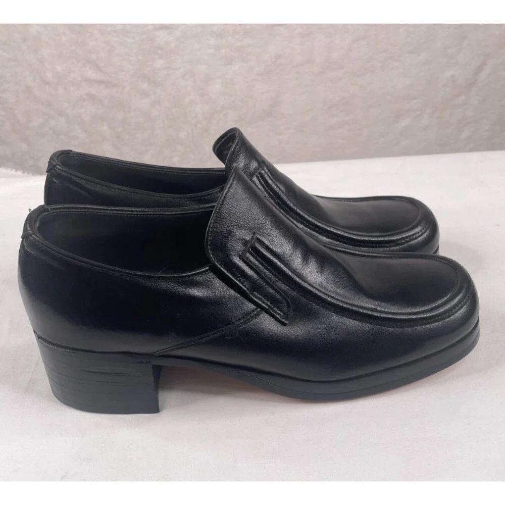 Vintage Tom Mcann Black Dress Shoes Mens Sz 8 Slip On Loafers Business Casual